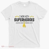 I Work With Superheroes Childhood Cancer Awareness Month T-Shirt thumb 0