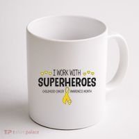 I Work With Superheroes Childhood Cancer Awareness Month Coffee Mug thumb 1