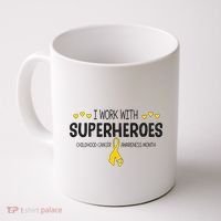I Work With Superheroes Childhood Cancer Awareness Month Coffee Mug thumb 0