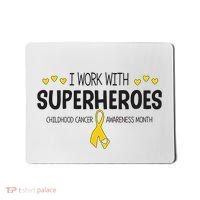 I Work With Superheroes Childhood Cancer Awareness Month Mousepad thumb 0