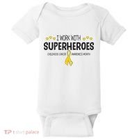 I Work With Superheroes Childhood Cancer Awareness Month Baby Bodysuit thumb 0
