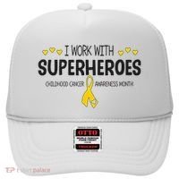 I Work With Superheroes Childhood Cancer Awareness Month Hat thumb 0
