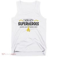 I Work With Superheroes Childhood Cancer Awareness Month Tank Top thumb 0
