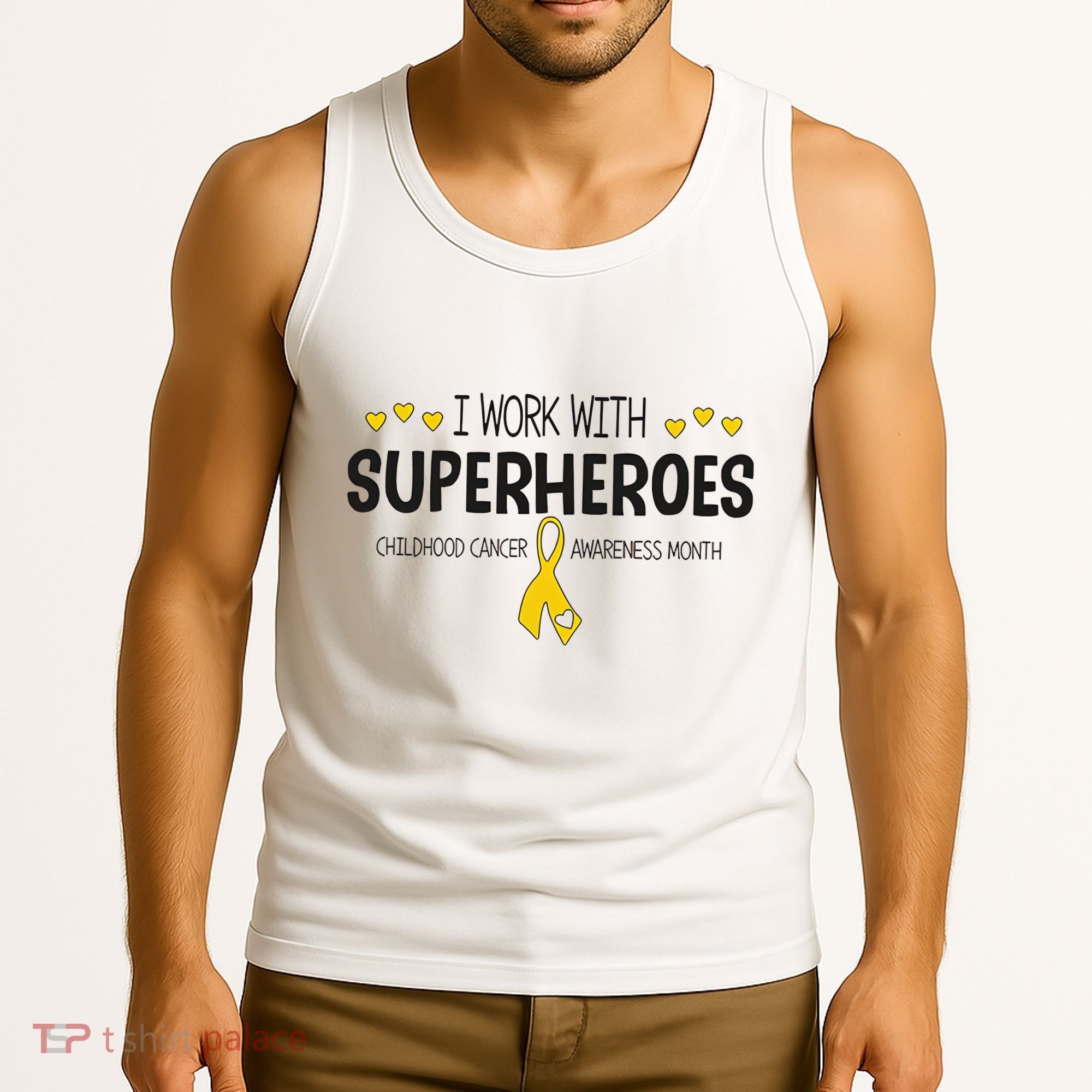 I Work With Superheroes Childhood Cancer Awareness Month Tank Top