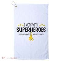 I Work With Superheroes Childhood Cancer Awareness Month Golf Towel thumb 0