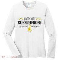 I Work With Superheroes Childhood Cancer Awareness Month Women's Long Sleeve Shirt thumb 0