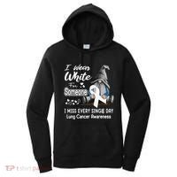 I Wear White For Someone I Miss Lung Cancer Awareness Gnome Gift Women's Hoodie thumb 0