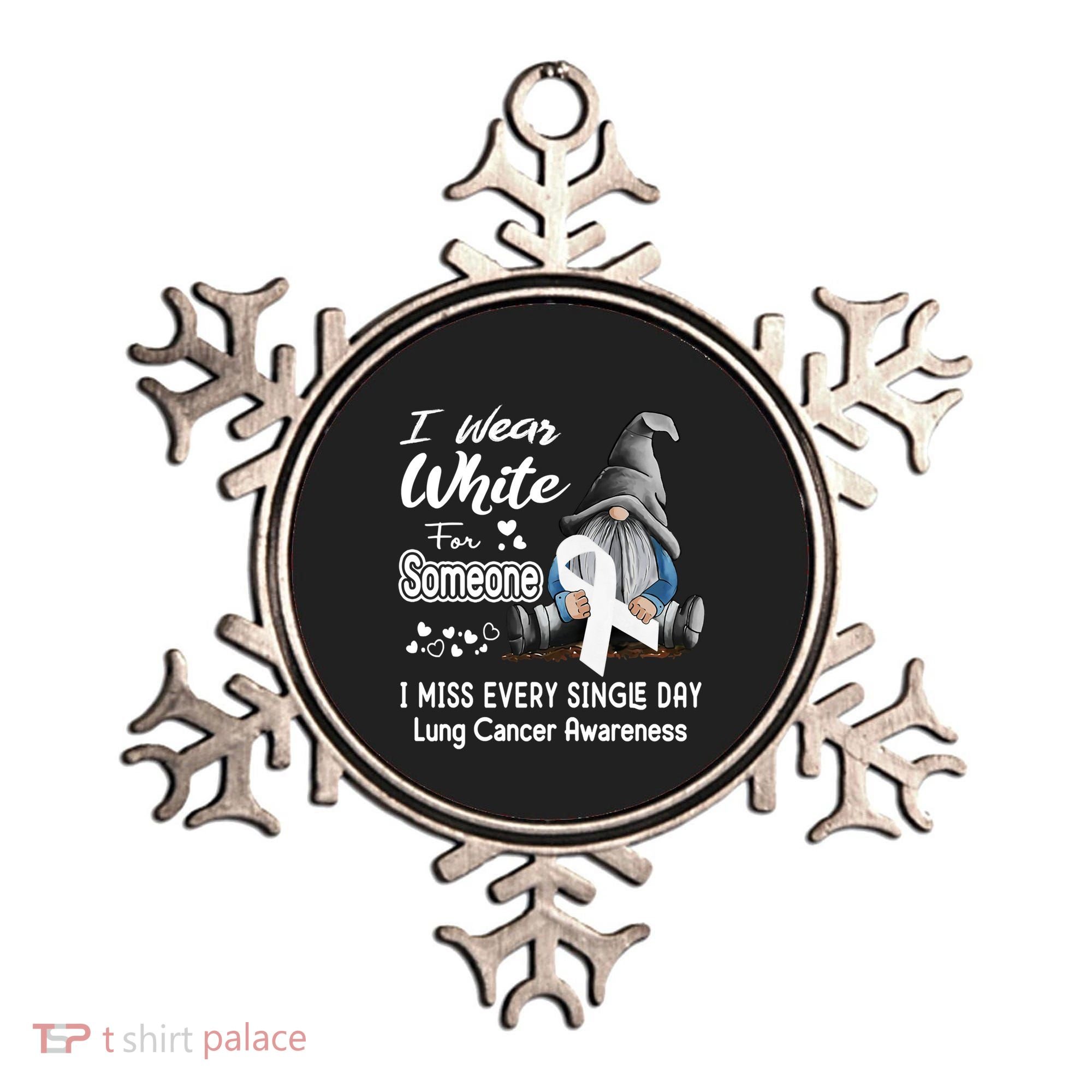 I Wear White For Someone I Miss Lung Cancer Awareness Gnome Gift Ornament