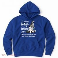 I Wear White For Someone I Miss Lung Cancer Awareness Gnome Gift Hoodie thumb 0