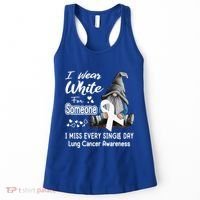 I Wear White For Someone I Miss Lung Cancer Awareness Gnome Gift Women's Tank Top thumb 0