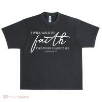 I Will Walk By Faith Even When I Cannot See Faith Christian Urban Oversized Heavyweight T-Shirt thumb 0