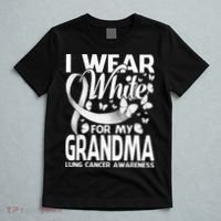 I Wear White For My Grandma Lung Cancer Awareness Butterfly T-Shirt thumb 5