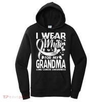 I Wear White For My Grandma Lung Cancer Awareness Butterfly Women's Hoodie thumb 0
