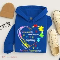 In World Where You Can Be Anything Be Kind Autism Awareness Great Gift Hoodie thumb 4
