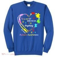 In World Where You Can Be Anything Be Kind Autism Awareness Great Gift Sweatshirt thumb 0