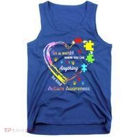 In World Where You Can Be Anything Be Kind Autism Awareness Great Gift Tank Top thumb 0