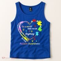 In World Where You Can Be Anything Be Kind Autism Awareness Great Gift Tank Top thumb 2
