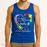 In World Where You Can Be Anything Be Kind Autism Awareness Great Gift Tank Top thumb 3