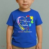 In World Where You Can Be Anything Be Kind Autism Awareness Great Gift Toddler T-Shirt thumb 2