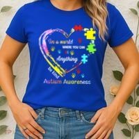 In World Where You Can Be Anything Be Kind Autism Awareness Great Gift Women's T-Shirt thumb 2