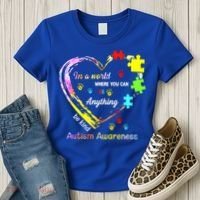 In World Where You Can Be Anything Be Kind Autism Awareness Great Gift Women's T-Shirt thumb 3