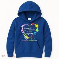In World Where You Can Be Anything Be Kind Autism Awareness Great Gift Kids Hoodie thumb 0
