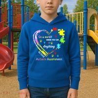 In World Where You Can Be Anything Be Kind Autism Awareness Great Gift Kids Hoodie thumb 2