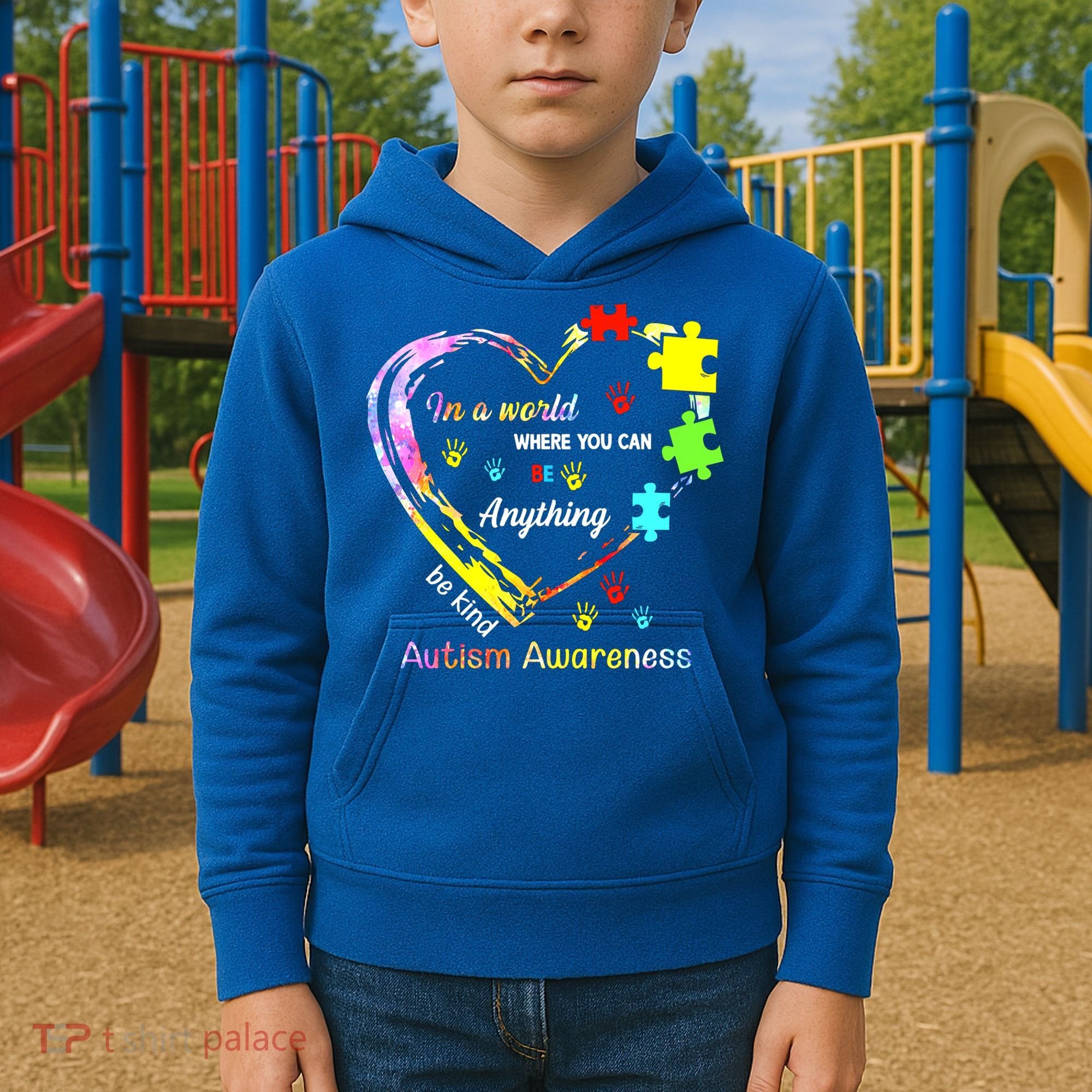 In World Where You Can Be Anything Be Kind Autism Awareness Great Gift Kids Hoodie