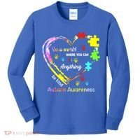 In World Where You Can Be Anything Be Kind Autism Awareness Great Gift Kids Long Sleeve Shirt thumb 0