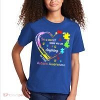 In World Where You Can Be Anything Be Kind Autism Awareness Great Gift Kids T-Shirt thumb 2