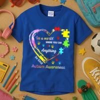 In World Where You Can Be Anything Be Kind Autism Awareness Great Gift Kids T-Shirt thumb 3