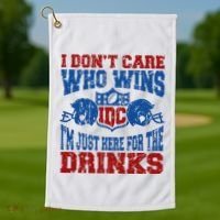 Idc Who Wins Funny Retro Football Golf Towel thumb 1