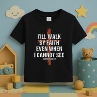 I Will Walk By Faith Even When I Cannot See Christian Jesus Toddler T-Shirt thumb 3