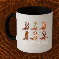 I Will Walk By Faith Not By Sight Cowboy Boots Jesus Christ Gift Coffee Mug thumb 2