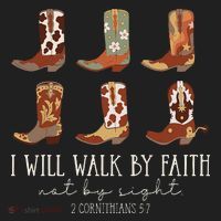 I Will Walk By Faith Not By Sight Cowboy Boots Jesus Christ Gift Beanie thumb 2