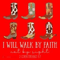 I Will Walk By Faith Not By Sight Cowboy Boots Jesus Christ Gift Santa Hat thumb 1