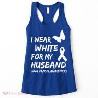 I Wear White For My Husband Lung Cancer Awareness Ribbon Meaningful Gift Women's Tank Top thumb 0