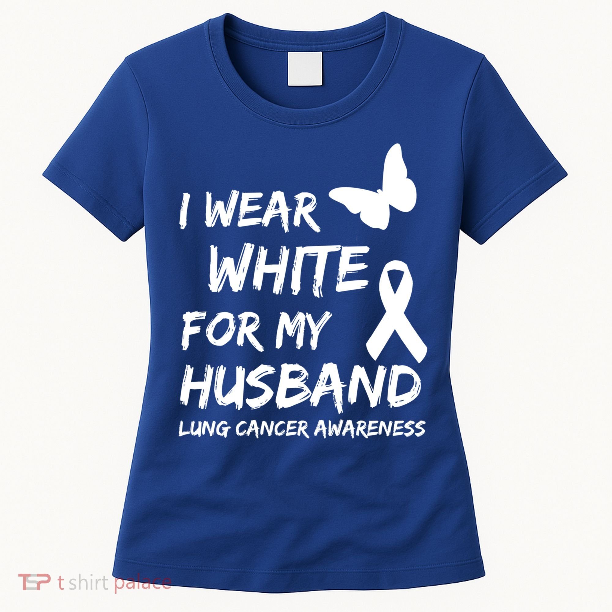 I Wear White For My Husband Lung Cancer Awareness Ribbon Meaningful Gift Women's T-Shirt