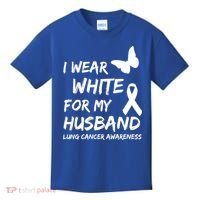 I Wear White For My Husband Lung Cancer Awareness Ribbon Meaningful Gift Kids T-Shirt thumb 0