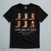 I Will Walk By Faith Not By Sight Cowboy Boots Jesus Christ T-Shirt thumb 5