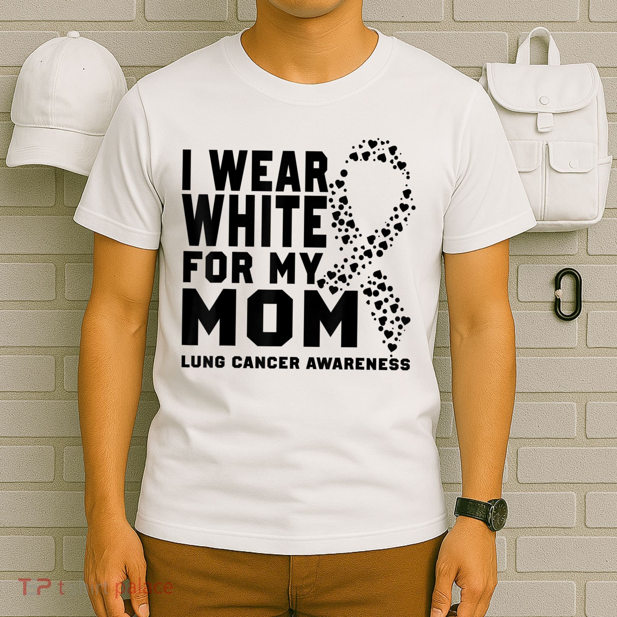 I Wear White For My Mom Lung Cancer Awareness Month T-Shirt
