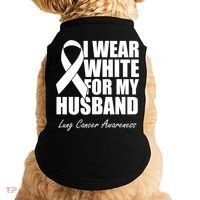 I Wear White For My Husband Lung Cancer Awareness Gift Doggie Tank thumb 0
