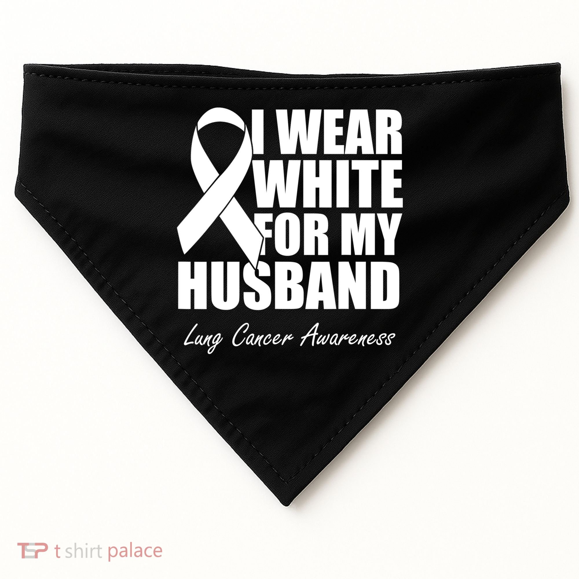 I Wear White For My Husband Lung Cancer Awareness Gift USA-Made Doggie Bandana
