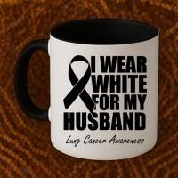 I Wear White For My Husband Lung Cancer Awareness Gift Coffee Mug thumb 2