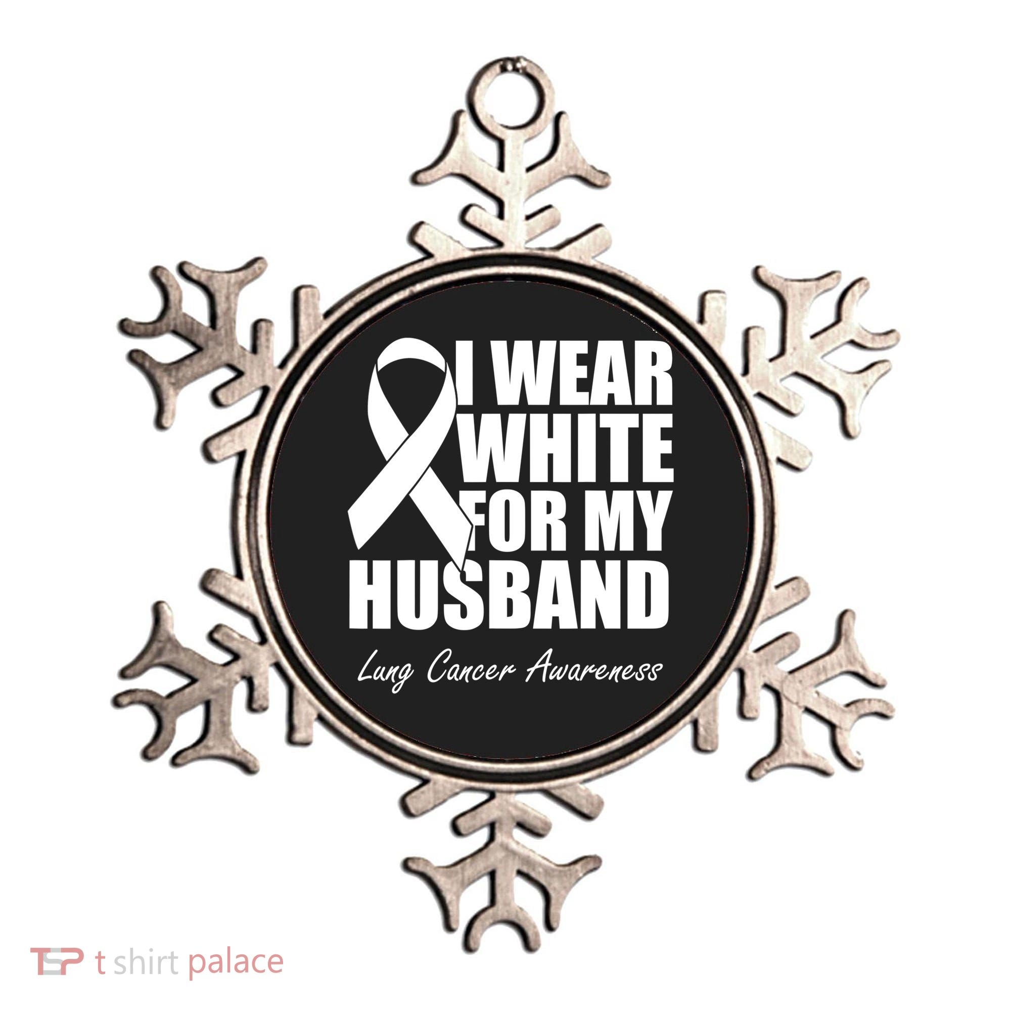 I Wear White For My Husband Lung Cancer Awareness Gift Ornament