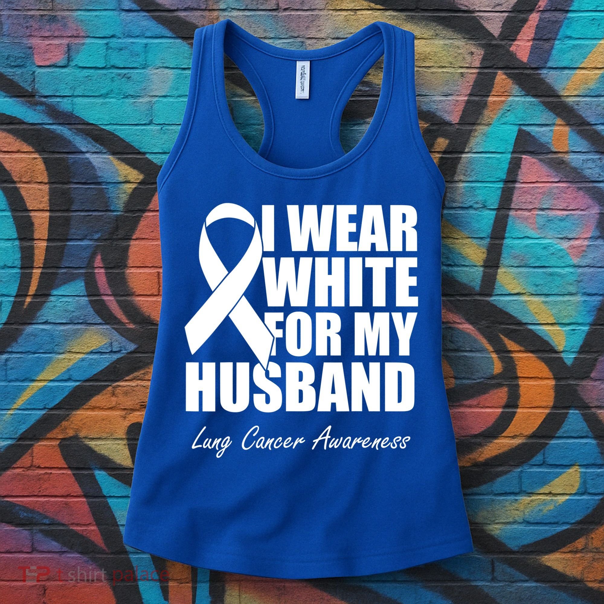 I Wear White For My Husband Lung Cancer Awareness Gift Women's Tank Top