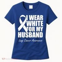 I Wear White For My Husband Lung Cancer Awareness Gift Women's T-Shirt thumb 0