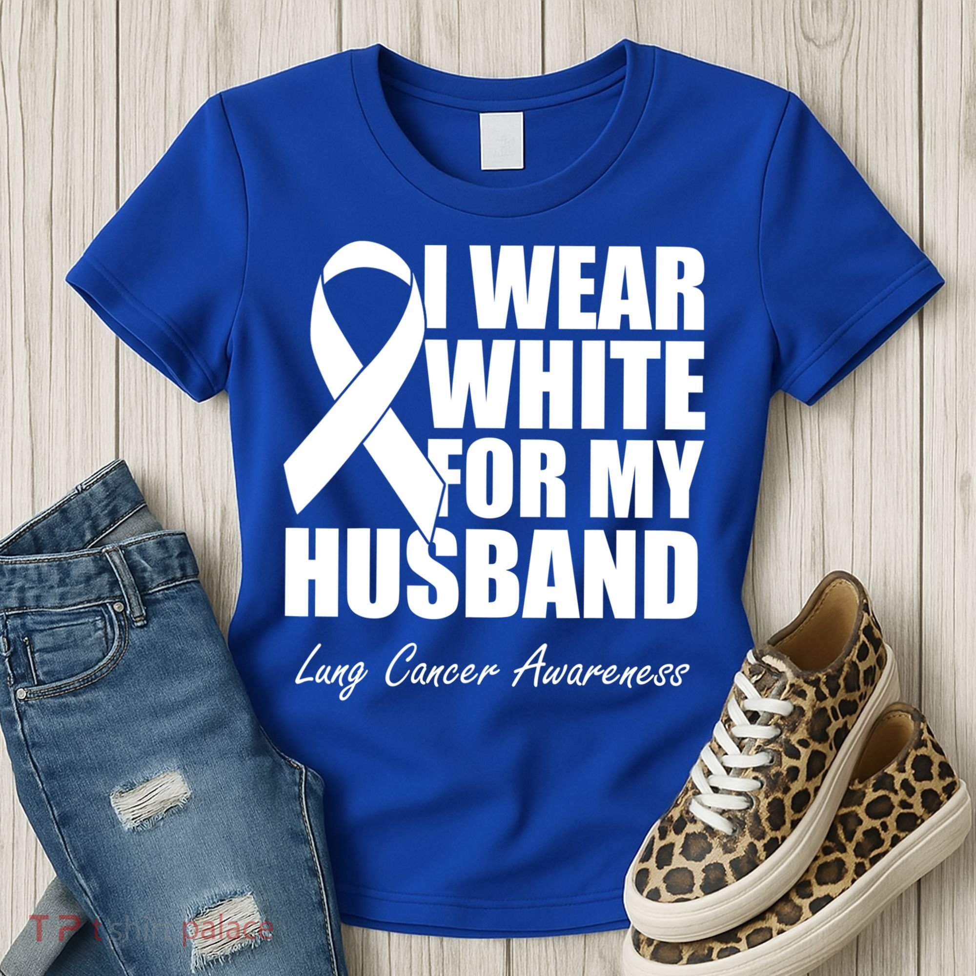 I Wear White For My Husband Lung Cancer Awareness Gift Women's T-Shirt