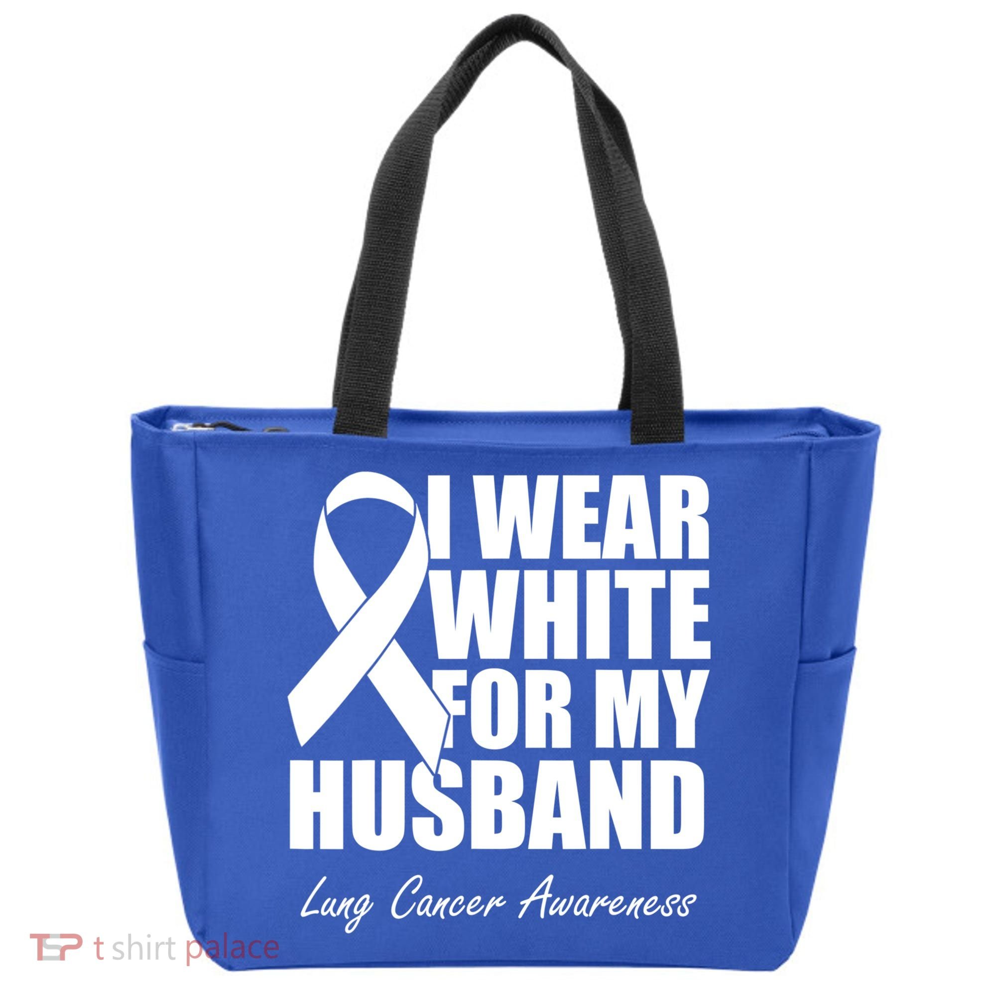 I Wear White For My Husband Lung Cancer Awareness Gift Tote Bag