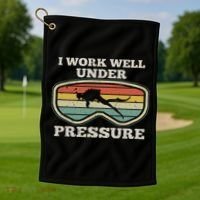 I Work Well Pressure Distressed Scuba Diving Diver Golf Towel thumb 1
